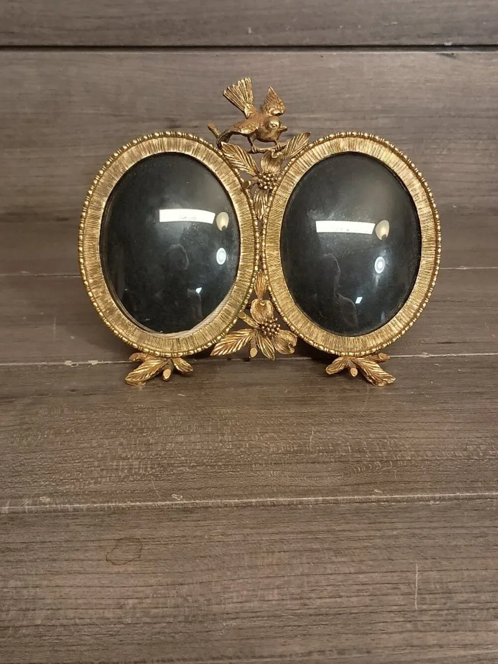 Vintage Matson 24KT Gold Plated Double Oval Miniature Picture Frame 6 3/8